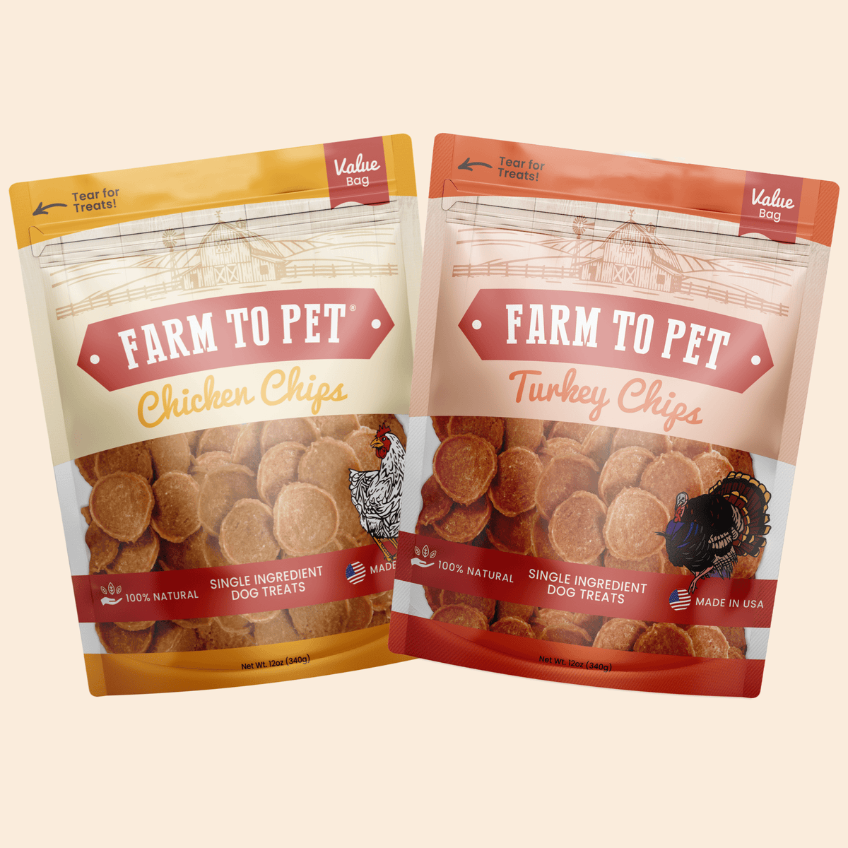 Farm To Pet Chicken & Turkey Chip Duo for Dogs